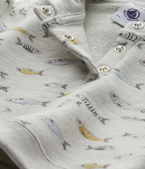 Baby-Jungen-Kapuzensweatshirt grau BELUGA/weiss MULTICO