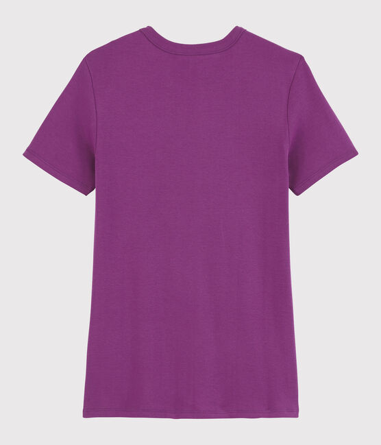 Damen-T-Shirt aus Baumwolle mit Rundhalsausschnitt violett HIBISCUS