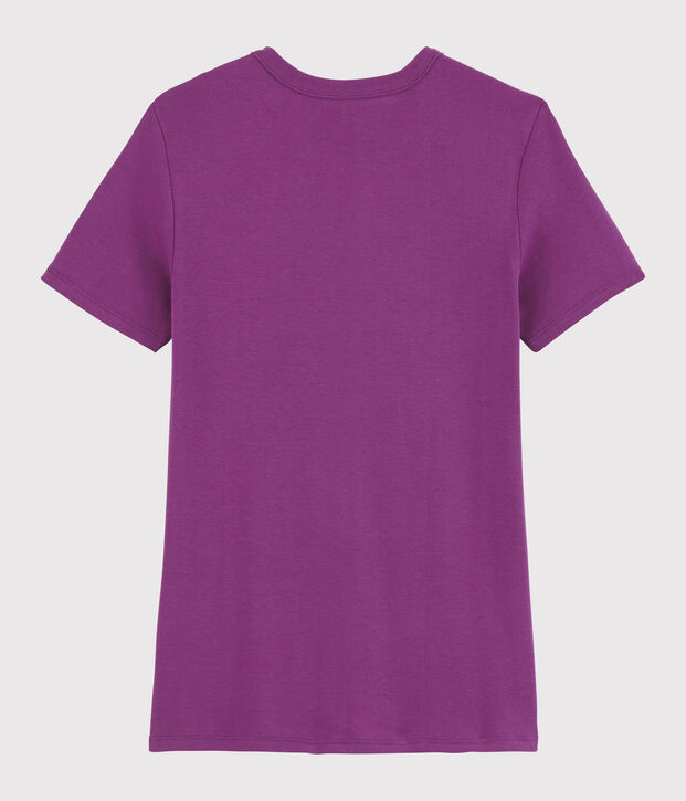 Damen-T-Shirt aus Baumwolle mit Rundhalsausschnitt violett