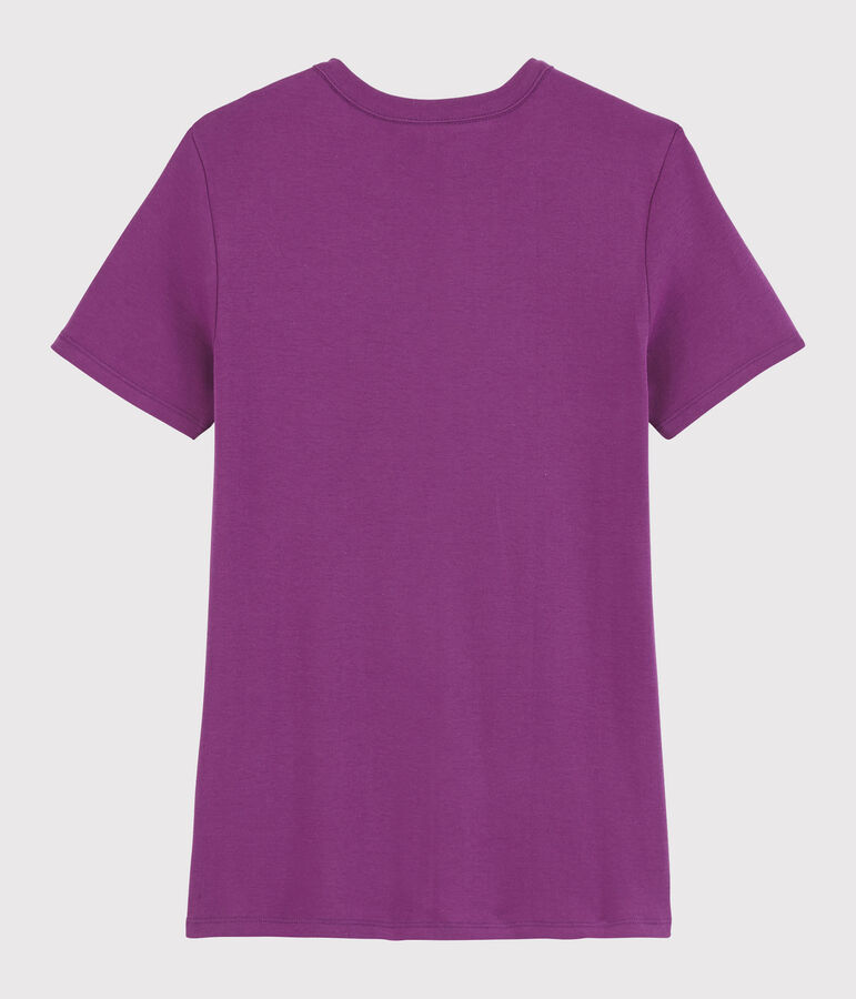 Damen-T-Shirt aus Baumwolle mit Rundhalsausschnitt violett