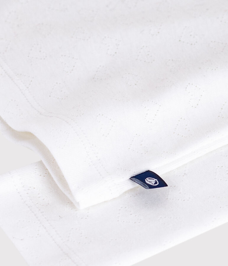 Kinder-Rollkragenshirt aus Baumwolle mit Lochstickerei weiss