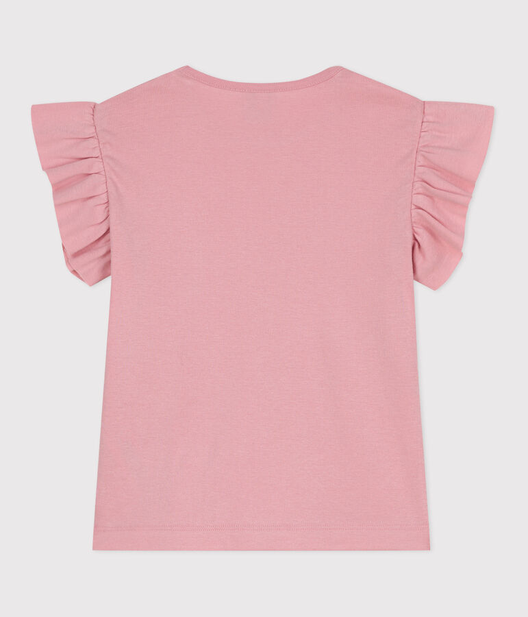 Kurz&auml;rmeliges Kinder-T-Shirt aus einfarbiger Baumwolle rosa