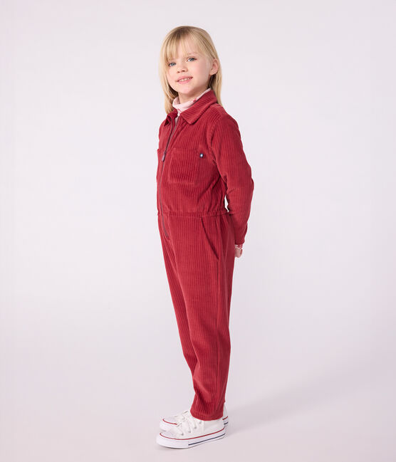 Langer Kinder-Overall aus einfarbigem Bouclette-Samt AMARANTE