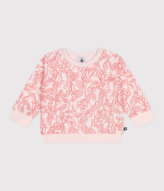 Baby-Sweatshirt aus Baumwolle mit rosa Kirschen rosa/rot