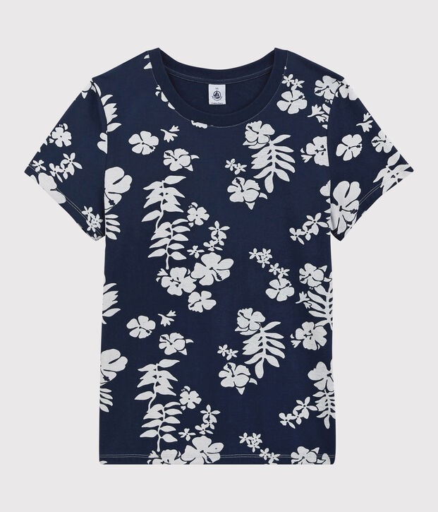 T-Shirt DAS GERADE mit Rundhalsausschnitt aus Bio-Baumwolle f&uuml;r Damen blau/weiss