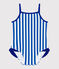 Einteiliger Baby-Badeanzug mit Streifenmuster und Rüschen blau SURF/weiss MARSHMALLOW