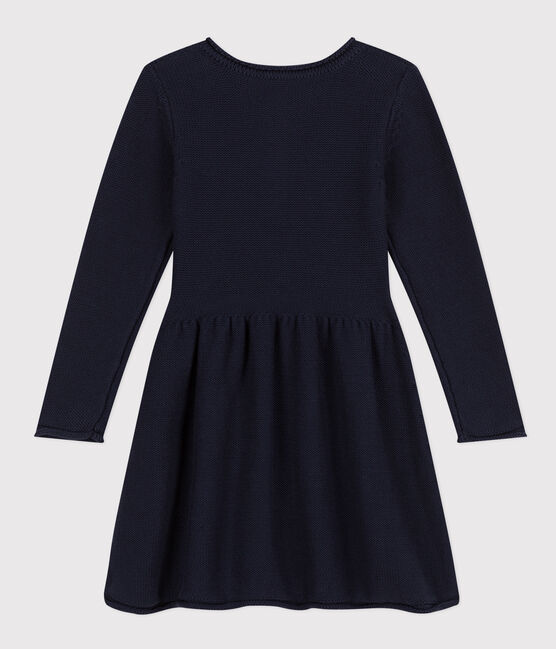 Langärmeliges Strickkleid für Mädchen blau SMOKING