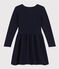 Langärmeliges Strickkleid für Mädchen blau SMOKING