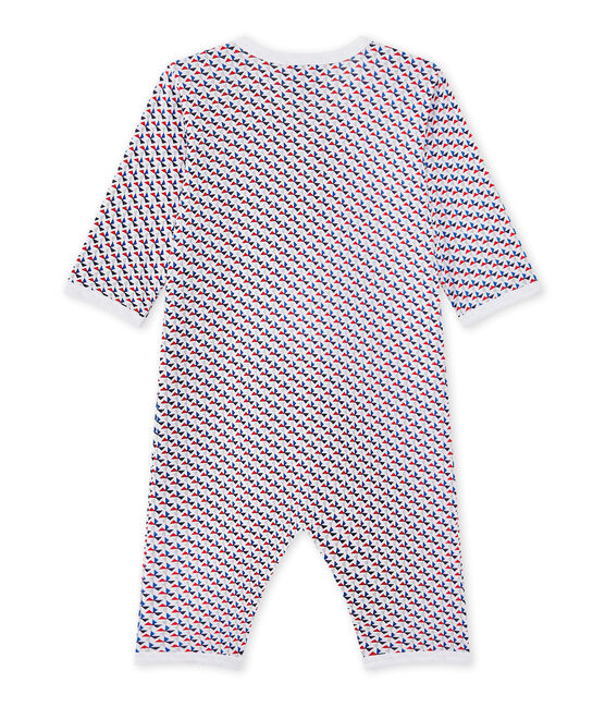 Baby-Jungen-Strampler ohne Fuß. weiss ECUME/weiss MULTICO