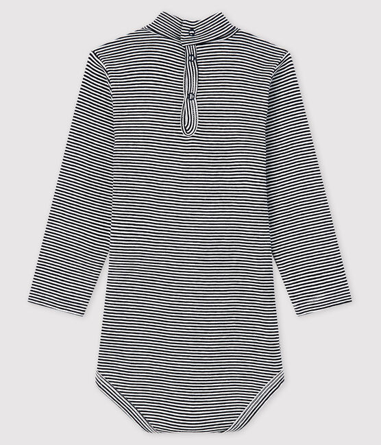 Langärmeliger Baby-Body mit Rollkragen blau SMOKING/weiss MARSHMALLOW