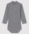 Langärmeliger Baby-Body mit Rollkragen blau SMOKING/weiss MARSHMALLOW