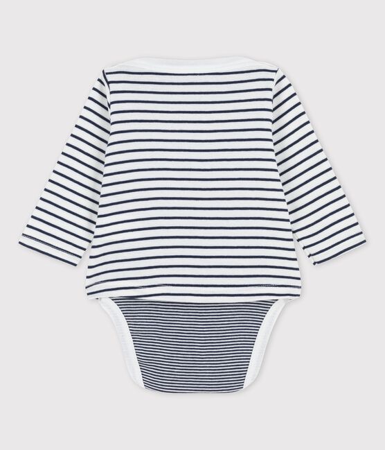 Baby-Body aus Bio-Baumwolle mit Streifen weiss MARSHMALLOW/blau SMOKING