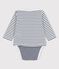 Baby-Body aus Bio-Baumwolle mit Streifen weiss MARSHMALLOW/blau SMOKING