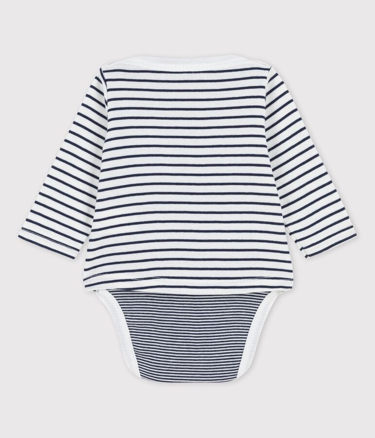 Baby-Body aus Bio-Baumwolle mit Streifen weiss/blau