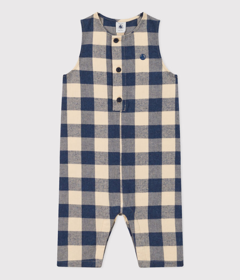 &Auml;rmelloser Baby-Overall aus Flanell blau/naturfarben