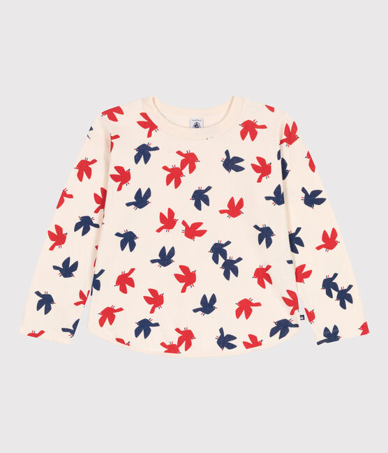 Langärmeliges Kinder-T-Shirt aus bedruckter Baumwolle weiss AVALANCHE/ MULTICO