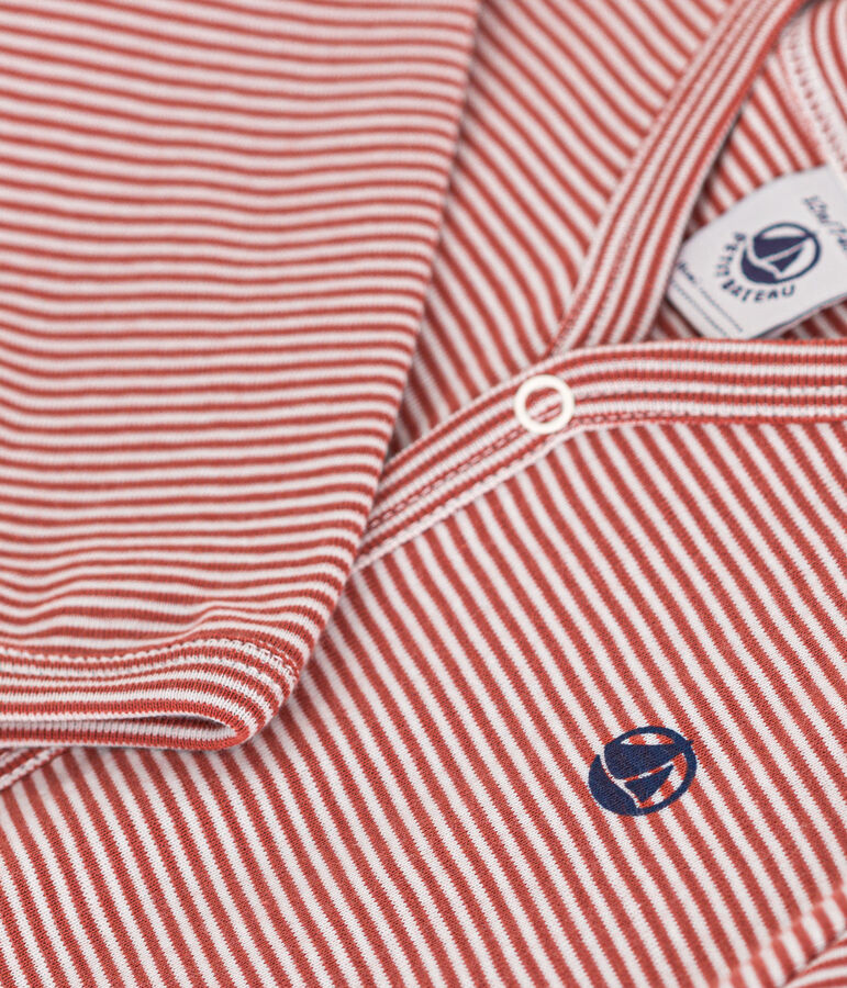 Gestreifter Baby-Strampler aus Baumwolle braun/weiss