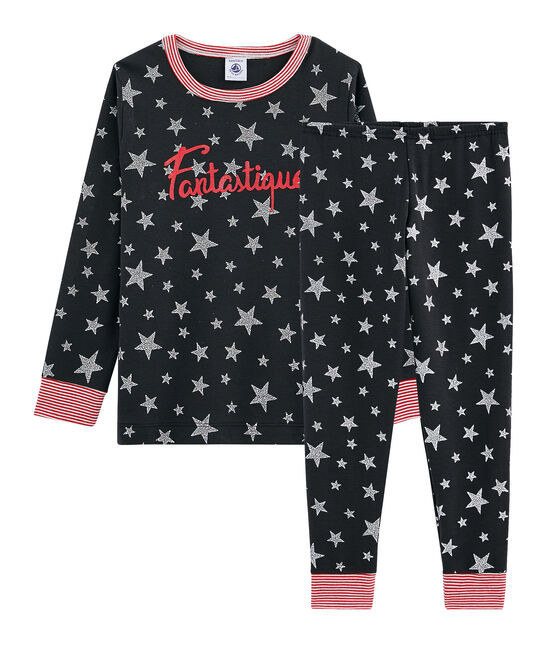 Rippstrick-Pyjama für kleine Jungen grau CAPECOD/grau ARGENT
