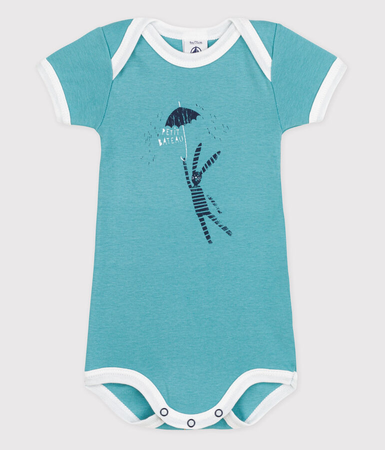 Kurz&auml;rmeliger Baby-Body f&uuml;r M&auml;dchen blau MIROIR