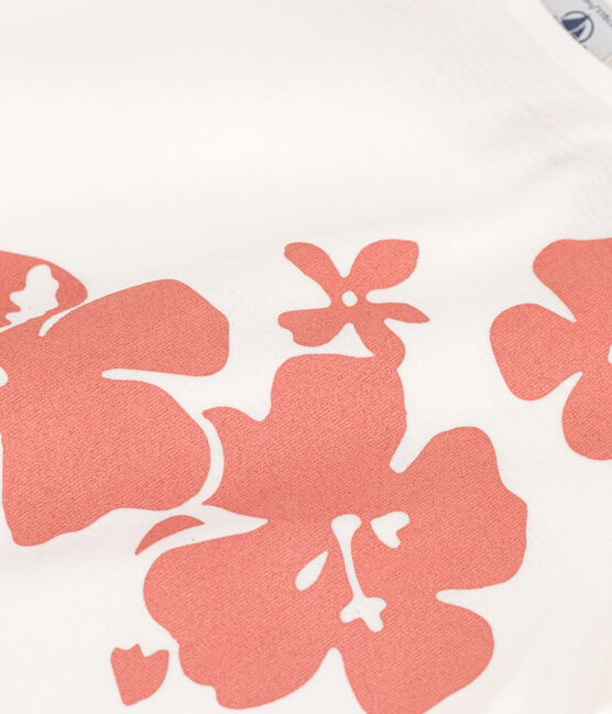 Kurzärmeliges T-Shirt aus Baumwolle für Mädchen weiss MARSHMALLOW
