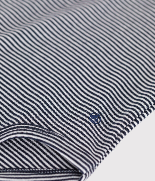 Baby-Body aus Baumwolle mit Polokragen und Streifen blau/weiss