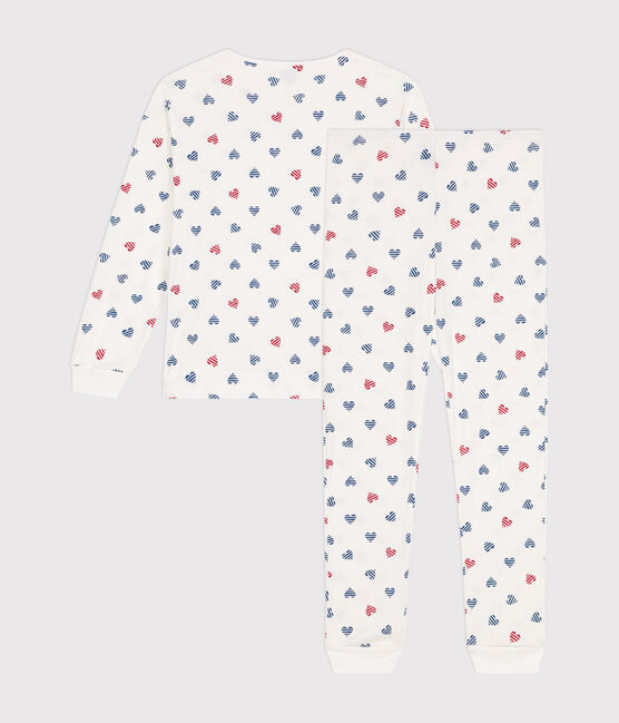 Damen-Pyjama aus Baumwolle mit Herzmotiv weiss MARSHMALLOW/weiss MULTICO