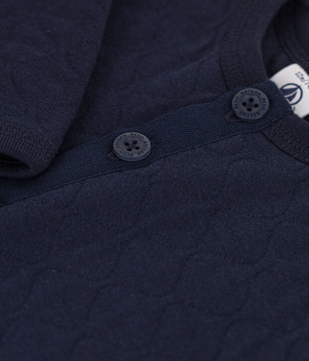 Langer Baby-Overall aus gestepptem Doppeljersey blau