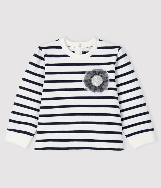 Baby-Sweatshirt für Mädchen weiss MARSHMALLOW/blau SMOKING
