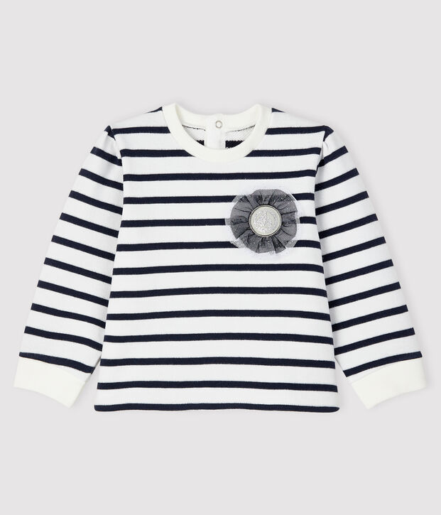 Baby-Sweatshirt f&uuml;r M&auml;dchen weiss/blau