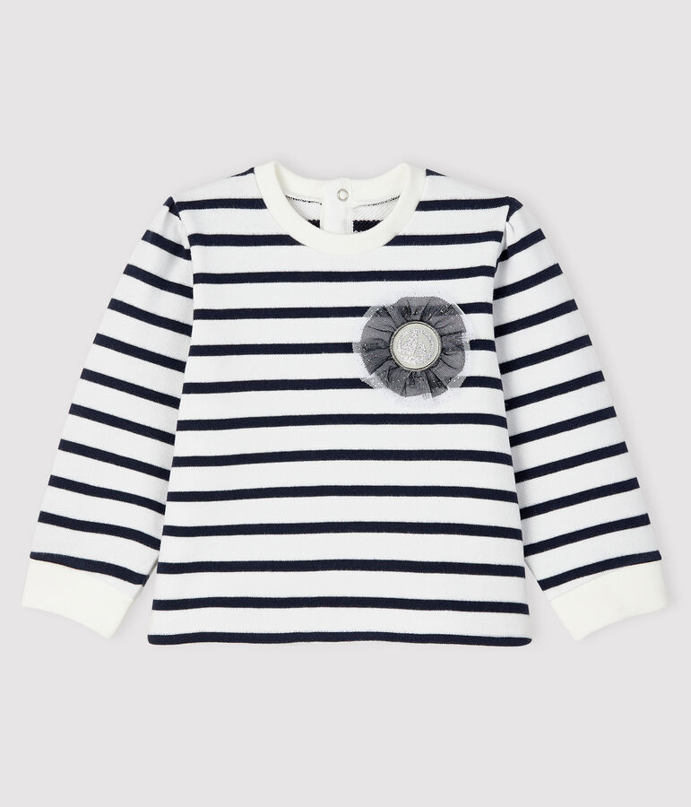 Baby-Sweatshirt f&uuml;r M&auml;dchen weiss MARSHMALLOW/blau SMOKING