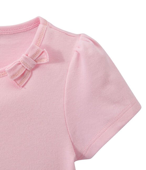 Mädchen-T-Shirt mit Schleifenapplikation rosa BABYLONE