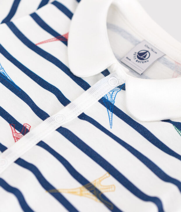 Baby-Kurzoverall Paris aus Baumwolle weiss/vielfarbig