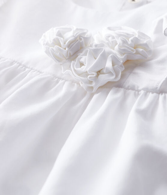 Kurzärmeliges Baby-Festtagskleid für Mädchen weiss ECUME