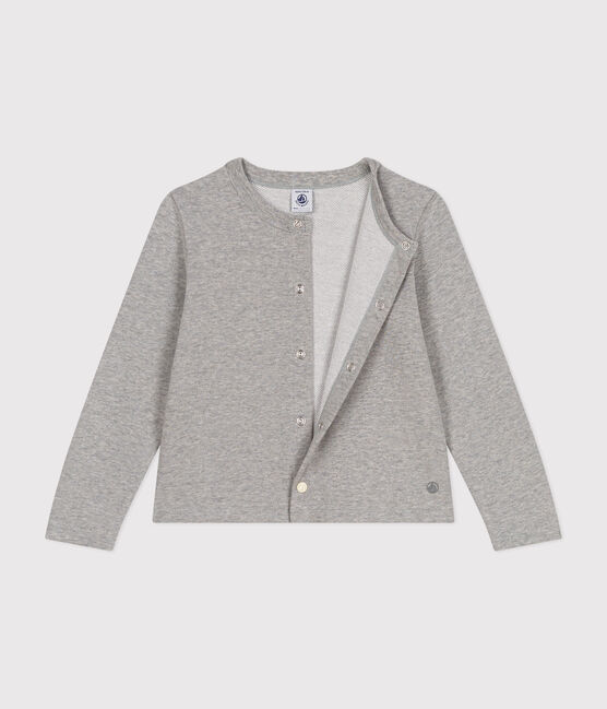 Kinder-Cardigan aus Molton für Mädchen grau CHATON CHINE