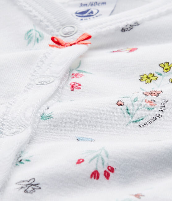 Bedruckter Baby-Mädchen-Strampler weiss ECUME/weiss MULTICO