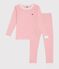 Eng anliegender Kinder-Pyjama aus Baumwolle mit Streifen rosa GRETEL/weiss MARSHMALLOW
