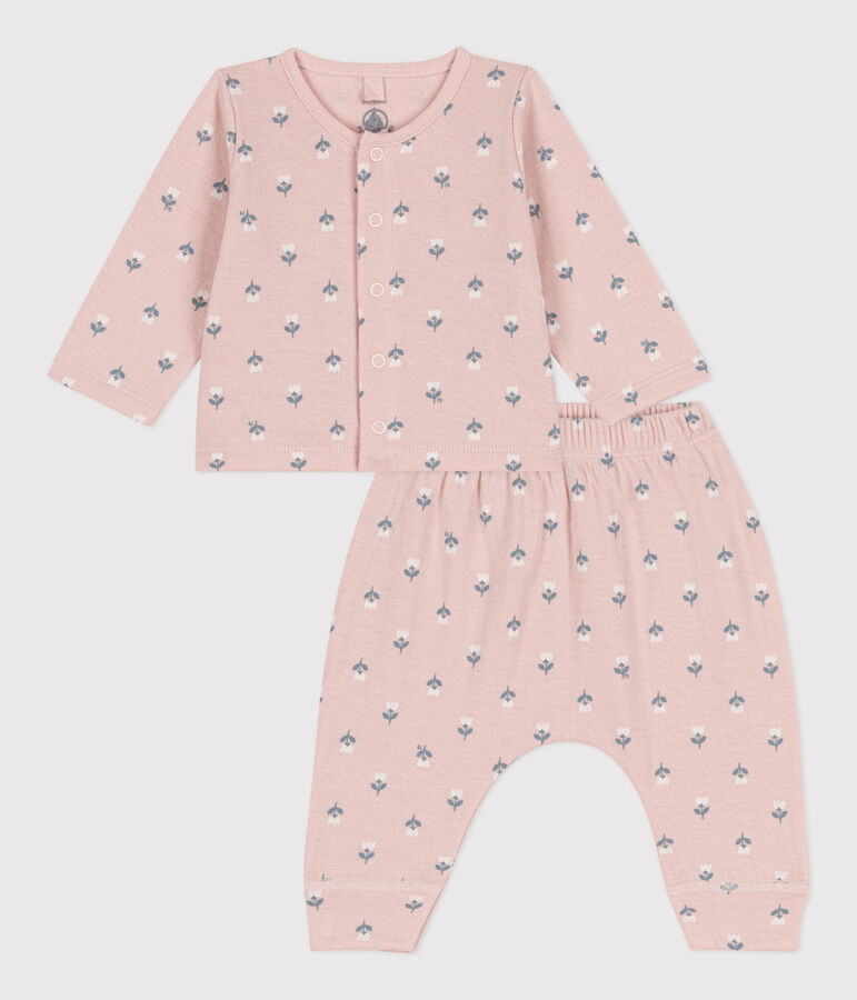 Baby-Set aus bedrucktem Doppeljersey rosa/vielfarbig