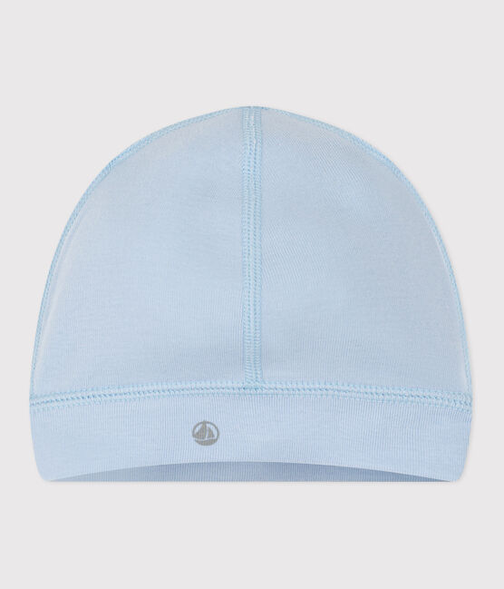 Baby-Mütze aus einfarbiger Baumwolle blau TOUDOU