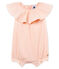 Gestreifter baby-kurzoverall mädchen weiss MARSHMALLOW/rosa ROSAKO