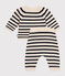 Baby-Set aus Woll- und Baumwoll-Strick mit Marinestreifen weiss AVALANCHE/blau SMOKING