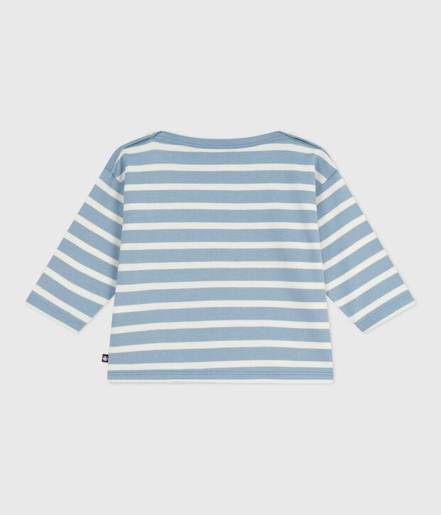 Baby-Streifenshirt aus Baumwolle blau/naturfarben