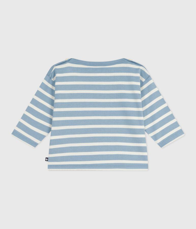 Baby-Streifenshirt aus Baumwolle blau/naturfarben