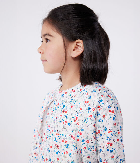 Kinder-Cardigan aus Baumwolle mit Blumenmuster weiss MARSHMALLOW/weiss MULTICO