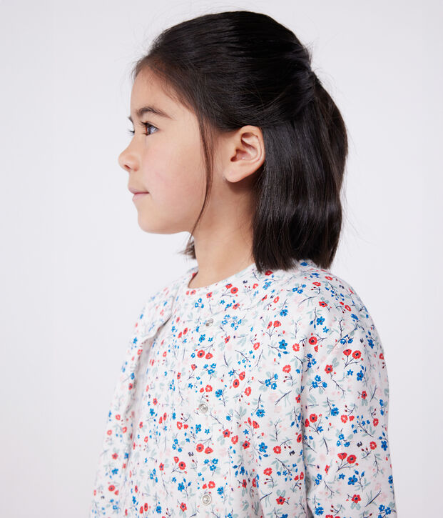 Kinder-Cardigan aus Baumwolle mit Blumenmuster weiss/vielfarbig