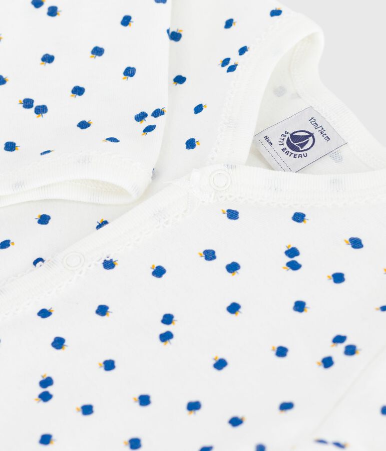 Strampler ohne F&uuml;&szlig;chen aus bedruckter Baumwolle weiss/vielfarbig