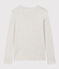 Langärmeliges Damen-T-Shirt L'Iconique aus einfarbigem Rippstrick grau BELUGA CHINE