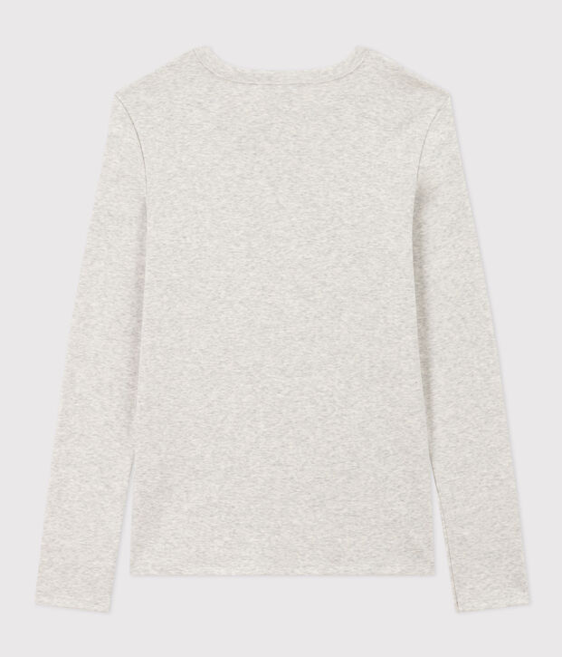 Lang&auml;rmeliges Damen-T-Shirt L'Iconique aus einfarbigem Rippstrick BELUGA CHINE