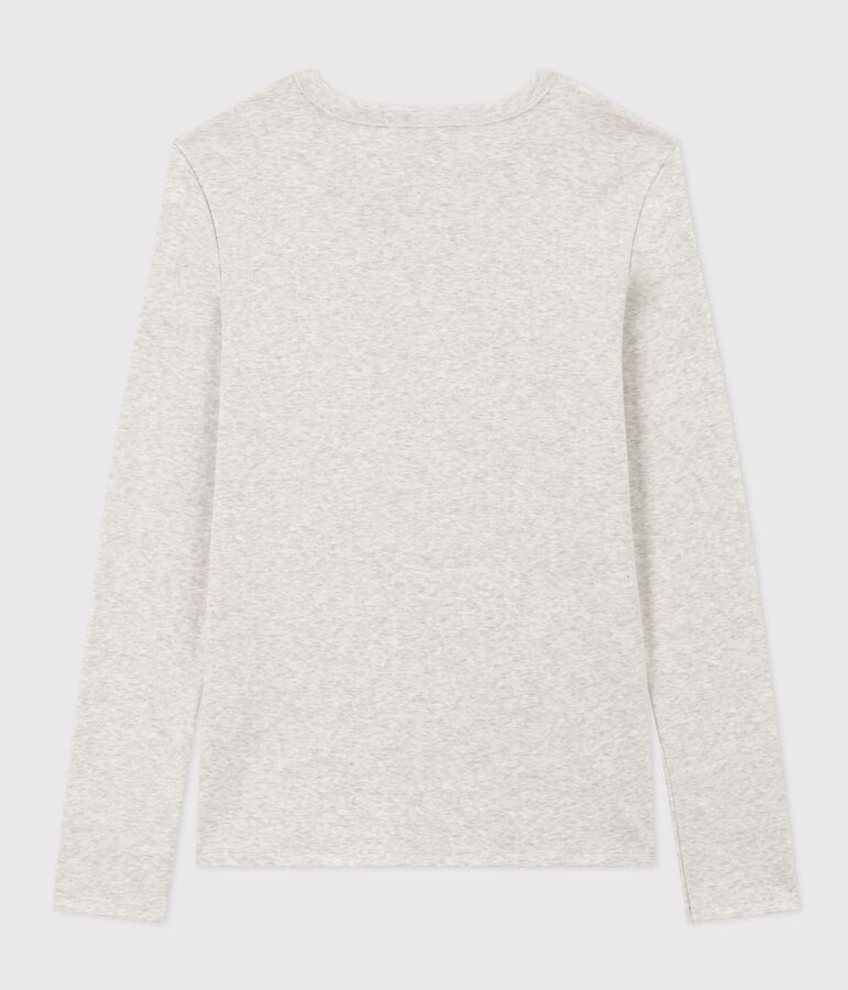 Lang&auml;rmeliges Damen-T-Shirt L'Iconique aus einfarbigem Rippstrick grau