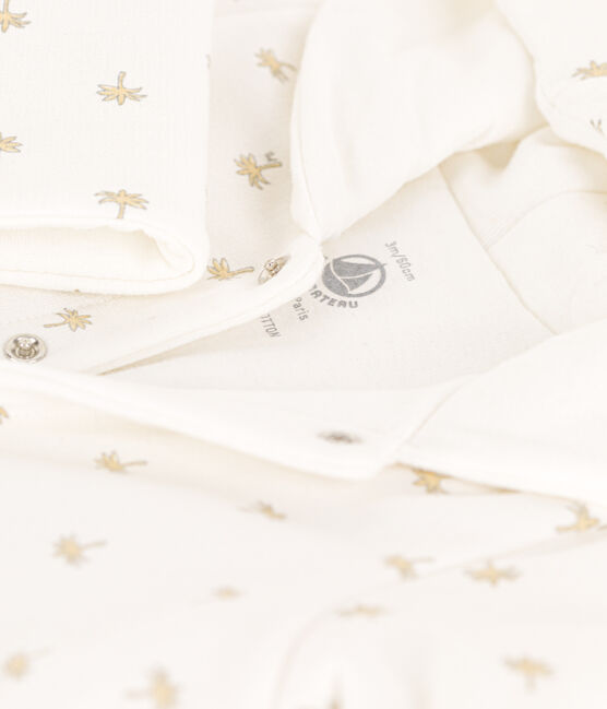 Langer wattierter Baby-Overall aus Baumwolle mit Kapuze weiss MARSHMALLOW/weiss MULTICO
