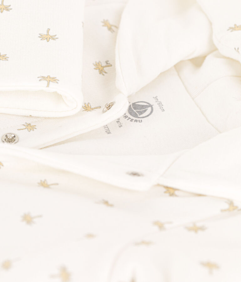 Langer wattierter Baby-Overall aus Baumwolle mit Kapuze weiss/vielfarbig